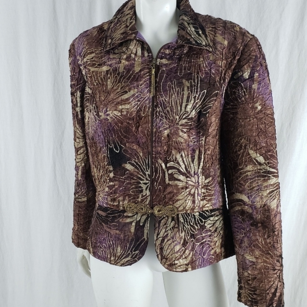 Joseph Ribkoff Jacket Crinkle Full Zip Purple Gol
